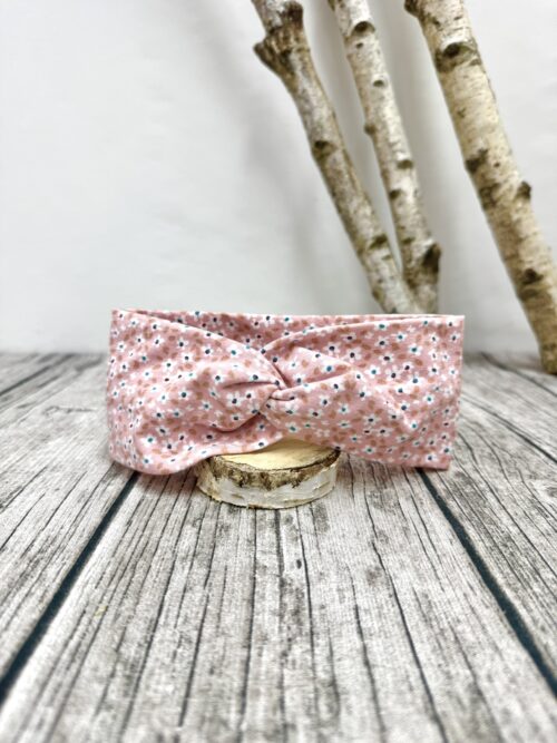 Stirnband geknotet Blumen rosa